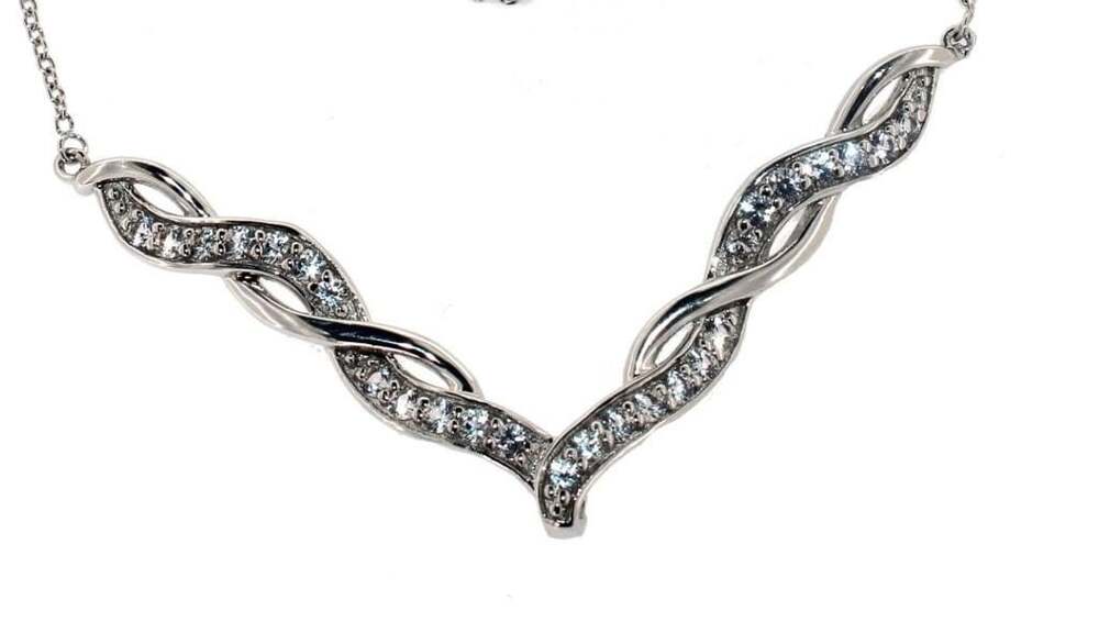Sterling Silver Diamond V-Curve Necklace Silver $125 (OBO)